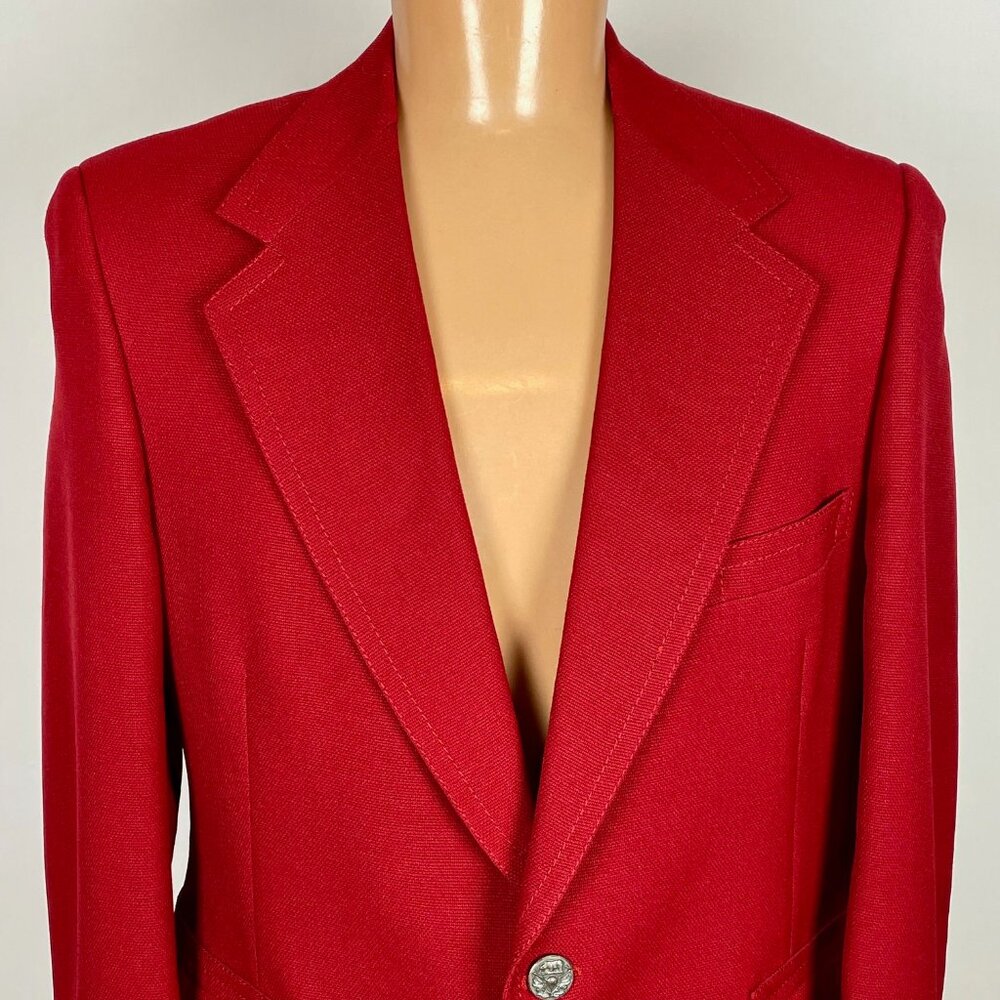 Vtg Hart Schaffner Marx Jack Nicklaus Blazer 44R Burgundy Hopsack Graves Cox - Picture 2 of 8